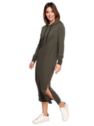 Be Wear Sukienka w kolorze oliwkowym rozmiar: S. Brązowe sukienki damskie Be Wear, na co dzień, s, bez wzorów, bez kołnierzyka, bez ramiączek, midi, proste. Za 175.67 zł.