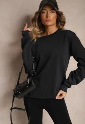 Granatowa Bluza z Bawełną i Ściągaczami przy Rękawach Ravemi. Niebieskie bluzy bez kaptura damskie Renee, l, z bawełny. Za 34.99 zł.