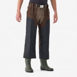 Spodnie wierzchnie Solognac 900 wytrzymałe i wodoodporne. Brązowe spodnie dresowe damskie SOLOGNAC, m, bez wzorów, z tkaniny. Za 379.99 zł.