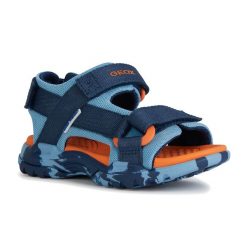 Sandały juniorskie Geox Borealis. Niebieskie obuwie trekkingowe damskie Geox, bez wzorów, z tkaniny, bez obcasa. Za 258.40 zł.