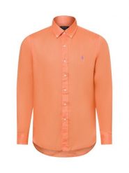 Polo Ralph Lauren koszula lniana na co dzień Mężczyźni Modern Fit len pomarańczowy, M. Brązowe koszule męskie Polo Ralph Lauren, m, bez wzorów, ze lnu, bez kołnierzyka, bez ramiączek. Za 649.95 zł.