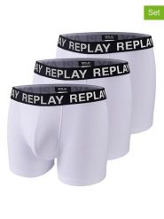 Replay Underwear Bokserki (3 pary) w kolorze białym rozmiar: L. Białe bokserki męskie Replay Underwear, bez wzorów, z bawełny. Za 43.99 zł.
