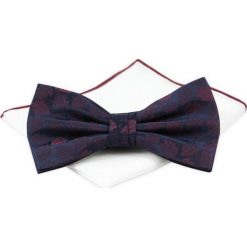 Mucha z Poszetką Chattier ZESTAW - Granatowa, Motyw Kwiatowy. Niebieskie krawaty i muchy męskie Chattier, bez wzorów, z poliesteru, eleganckie. Za 59.00 zł.