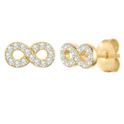 Rafaela Donata Kolczyki Infinity Srebro wysokiej próby Żółte złoto 1 ct Damski. Żółte kolczyki damskie Rafaela Donata, z cyrkonią, pozłacane, na sztyftcie. Za 109.99 zł.