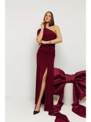 Made of emotion Sukienka w kolorze bordowym rozmiar: XL. Czerwone sukienki damskie Made Of Emotion, xl, bez wzorów, bez kołnierzyka, bez ramiączek, maxi. Za 249.99 zł.