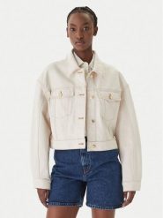 HUGO Kurtka jeansowa Gisolia 50559618 Écru Relaxed Fit. Kurtki damskie Hugo, xs, bez wzorów, z bawełny, bez kaptura. Za 859.99 zł.