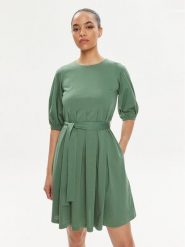 Weekend Max Mara Sukienka codzienna Jumbo 2415621072 Zielony Regular Fit. Zielone sukienki damskie Weekend Max Mara, na co dzień, l, bez wzorów, z bawełny, bez kołnierzyka, bez ramiączek, proste. Za 609.99 zł.
