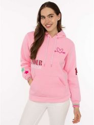 Zwillingsherz Bluza "Bonjour ZH" w kolorze jasnoróżowym rozmiar: L/XL. Różowe bluzy z kapturem damskie Zwillingsherz, l. Za 184.89 zł.
