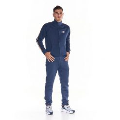 Bluza z pełny zamek błyskawiczny na co dzień. Niebieskie bluzy bez kaptura męskie LEONE 1947 APPAREL, z bawełny. W wyprzedaży za 224.31 zł.