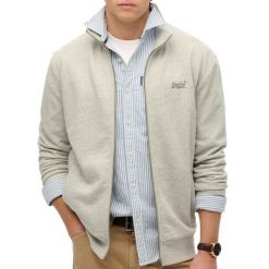 Bluza dresowa zapinana na zamek błyskawiczny Superdry Essential. Szare bluzy sportowe męskie Superdry., bez wzorów, z bawełny, eleganckie, bez kołnierzyka, bez ramiączek. Za 323.25 zł.