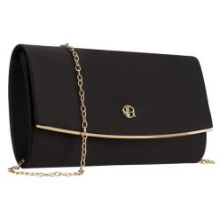 Czarna, wizytowa torebka damska wykonana z tkaniny syntetycznej z wewnętrzną kieszonką - Rovicky. Czarne torebki wieczorowe ROVICKY, bez wzorów, z syntetyku, wizytowe, bez kołnierzyka, bez ramiączek. Za 53.99 zł.