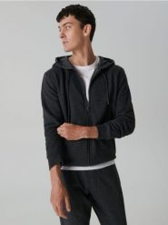 Bluza rozpinana basic - szary. Szare bluzy bez kaptura męskie Sinsay, l, z bawełny. Za 49.99 zł.