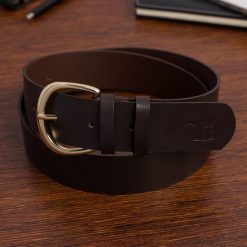 Skórzany pasek damski do spodni sukienki brązowy skóra nat 4 cm Beltimore D76 : Kolory - brązowy, beżowy, Rozmiar pasków - r.100-115 cm. Brązowe sukienki damskie bez wzorów, ze skóry, bez kołnierzyka, bez ramiączek. Za 49.99 zł.