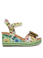 Laura Vita Sandały Facyo 75 Zielony. Zielone sandały damskie Laura Vita, bez wzorów, ze skóry, bez obcasa, na koturnie. Za 439.99 zł.