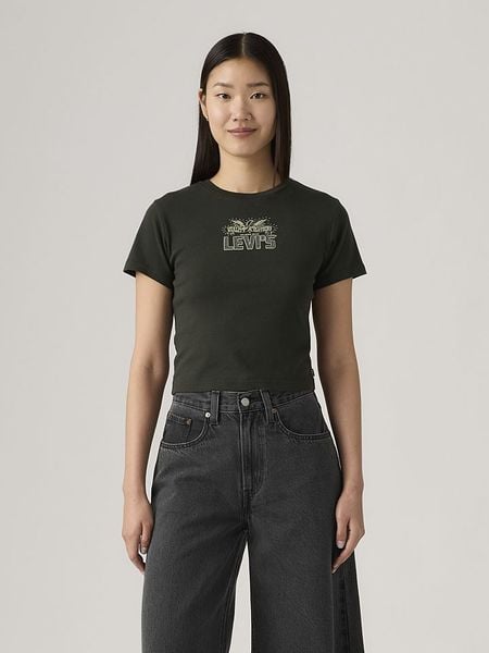 Levi's Koszulka w kolorze czarnym rozmiar: S. Czarne bluzki damskie Levi's, s, bez wzorów, z bawełny, bez kołnierzyka, bez ramiączek. Za 84.79 zł.