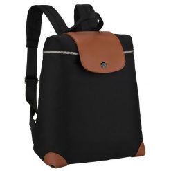 Czarno-brązowy plecak damski z poliestru wyposażony w uchwyt na walizkę - Peterson. Brązowe plecaki damskie Peterson, bez wzorów. Za 99.99 zł.