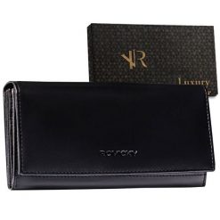 Portfel skórzany Rovicky R-RD-35-GCL Black czarny. Czarne portfele damskie ROVICKY, bez wzorów, ze skóry. Za 79.00 zł.