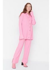 Trendyol 2-częściowy zestaw w kolorze jasnoróżowym rozmiar: M. Różowe kardigany damskie Trendyol, m, bez wzorów, prążkowane. Za 135.45 zł.