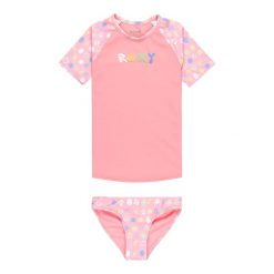 Dziecięcy lycrový komplet Dots do pływania. Czerwone koszulki dziewczęce Roxy, bez wzorów, bez ramiączek. Za 171.19 zł.