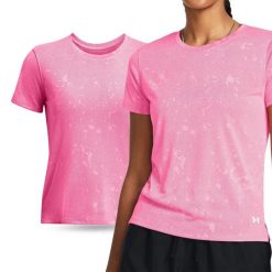 Koszulka fitness damska UNDER ARMOUR 1382435 z krótkim rękawem. Czerwone bluzki sportowe damskie Under Armour, l, bez wzorów, bez ramiączek. W wyprzedaży za 159.80 zł.
