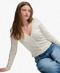 Superdry Kardigan Athletic Essential Pointelle z bawełny organicznej – OFF WHITE. Białe kardigany męskie Superdry., w ażurowe wzory, z bawełny, bez kołnierzyka. Za 135.60 zł.