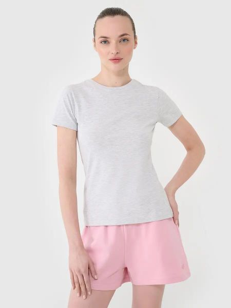 Damski t-shirt basic 4F 4FWMM00TTSHF2673. Szare t-shirty damskie 4f, l, bez wzorów, z bawełny, bez kołnierzyka. Za 34.99 zł.