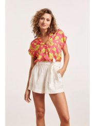 Smashed Lemon Bluzka w kolorze różowo-żółtym rozmiar: XL. Różowe bluzki damskie Smashed Lemon, xl, bez wzorów, z wiskozy, bez kołnierzyka, bez ramiączek. Za 94.95 zł.