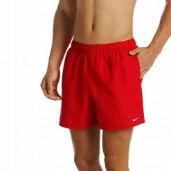 Męskie Spodenki Kąpielowe Volley. Czerwone kąpielówki męskie Nike, l, bez wzorów, z materiału, do pływania. Za 147.99 zł.