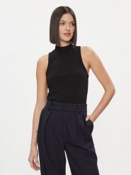 Tommy Hilfiger Top WW0WW41027 Czarny Slim Fit. Czarne topy damskie Tommy Hilfiger, xl, bez wzorów, z wiskozy, bez kołnierzyka. Za 159.99 zł.