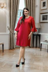 Czerwona trapezowa sukienka Elena XXL OVERSIZE WIOSNA. Czerwone sukienki damskie Moda Size Plus Iwanek, na imprezę, na wiosnę, s, bez wzorów, ze skóry, bez kołnierzyka, bez ramiączek, midi, oversize. Za 259.90 zł.