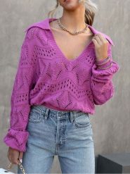 Milan Kiss Sweter w kolorze fioletowym rozmiar: L. Różowe swetry klasyczne damskie Milan Kiss, l, bez kołnierzyka. Za 83.45 zł.