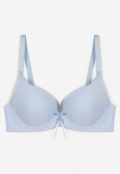 Jasnoniebieski Biustonosz z Efektem Push Up Zdobiony Kokardką Idalunea. Niebieskie biustonosze Renee, z aplikacjami. Za 34.99 zł.