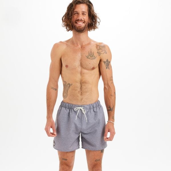 Spodenki surfingowe męskie Olaian 100 Heather 15". Brązowe kąpielówki męskie OLAIAN, l, bez wzorów, z materiału. Za 49.99 zł.