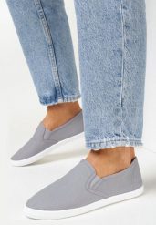 Szare Wsuwane Tenisówki Materiałowe Kalaiya. Szare trampki i tenisówki damskie Born2be, bez wzorów, z jeansu. Za 34.99 zł.