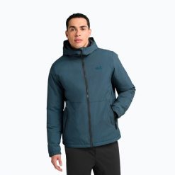 Kurtka przeciwdeszczowa męska Jack Wolfskin Pamir. Niebieskie kurtki męskie Jack Wolfskin, l, bez wzorów, bez kaptura. Za 742.00 zł.