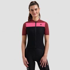 Koszulka rowerowa damska Rogelli Core Block. Czarne topy sportowe damskie Rogelli, m, bez wzorów, z materiału, bez ramiączek. Za 209.99 zł.