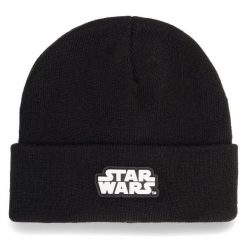Czapka Star Wars. Czarne czapki męskie Star Wars, na zimę, bez wzorów, retro. Za 39.99 zł.