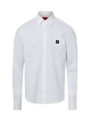 HUGO koszula codzienna Mężczyźni Slim Fit Bawełna biały, M. Białe koszule męskie Hugo, m, z aplikacjami, z bawełny, bez kołnierzyka, bez ramiączek. Za 499.95 zł.