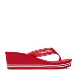 Japonki Nautica. Czerwone klapki damskie Nautica, bez wzorów, bez obcasa. Za 99.99 zł.