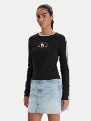 Guess Jeans Bluzka W6RI17 J1314 Czarny Regular Fit. Czarne topy sportowe damskie Guess Jeans, s, z aplikacjami, z bawełny, bez ramiączek. Za 169.99 zł.