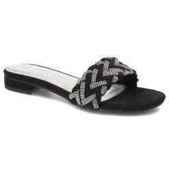 Czarne Klapki Marco Tozzi Eleganckie Obuwie Damskie. Czarne klapki damskie Marco Tozzi, bez wzorów, ze skóry ekologicznej, bez obcasa, na obcasie. Za 242.99 zł.