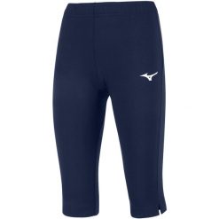 Legginsy damskie Mizuno High-Kyu Capri. Niebieskie legginsy sportowe damskie Mizuno, bez wzorów, na fitness i siłownię. W wyprzedaży za 119.00 zł.