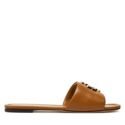 Klapki Tory Burch. Brązowe klapki damskie Tory Burch, bez wzorów, bez obcasa. Za 1,619.00 zł.