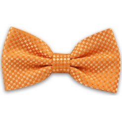 Pomarańczowo-Złota Elegancka Mucha -EM Men's Accessories- Męska, Wzór Geometryczny. Żółte krawaty i muchy męskie Em men's accessories, bez wzorów, eleganckie. Za 49.99 zł.