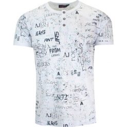 T-Shirt Męski Biały z Nadrukiem, z Guziczkami, U-neck, Koszulka, Krótki Rękaw. Białe t-shirty męskie New Antracid, na lato, m, bez wzorów, z bawełny, bez kołnierzyka. Za 119.00 zł.