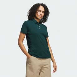Koszulka Ultimate365 Tour Twistknit Polo. Niebieskie bluzki damskie Adidas, l, bez wzorów, z materiału, sportowe, bez kołnierzyka, bez ramiączek. Za 329.00 zł.