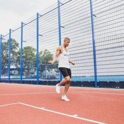 Skakanka fitness Gorilla Sports czarno-czerwona. Czarne kombinezony damskie GORILLA SPORTS, bez wzorów, z materiału, bez kołnierzyka, bez ramiączek. Za 49.99 zł.