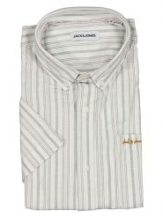 Jack & Jones Koszula "Devin" w kolorze biało-szarym rozmiar: L. Białe koszule męskie Jack & Jones, l, bez wzorów, z bawełny, bez kołnierzyka, bez ramiączek. Za 87.61 zł.