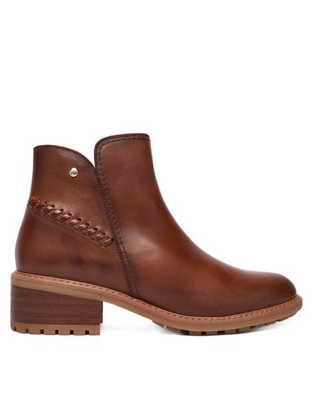 Pikolinos Botki W0D-8871 Brązowy. Brązowe botki damskie Pikolinos, ze skóry, bez obcasa, na słupku, bez zapięcia. Za 579.99 zł.