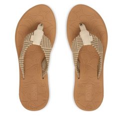 Japonki Roxy. Brązowe klapki damskie Roxy, bez wzorów, bez obcasa. Za 159.99 zł.